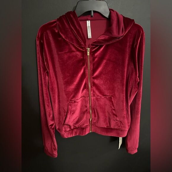 Fabletics Donna Velour Hoodie Cherry Burst NWT Size Large - Picture 6 of 9
